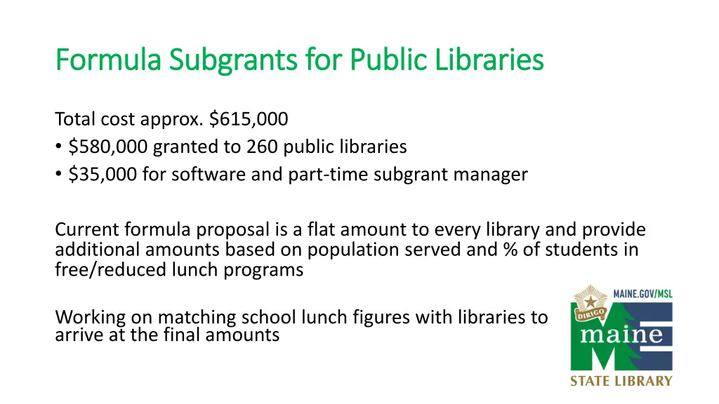 formula subgrants for public libraries formula