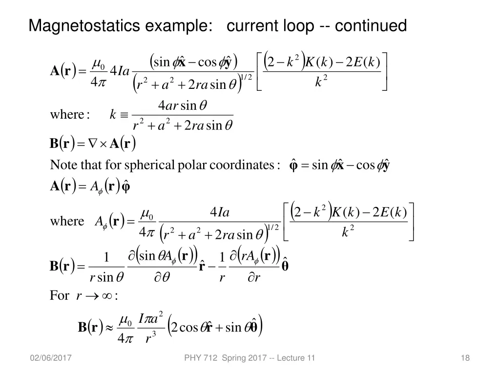 magnetostatics example current loop continued 3