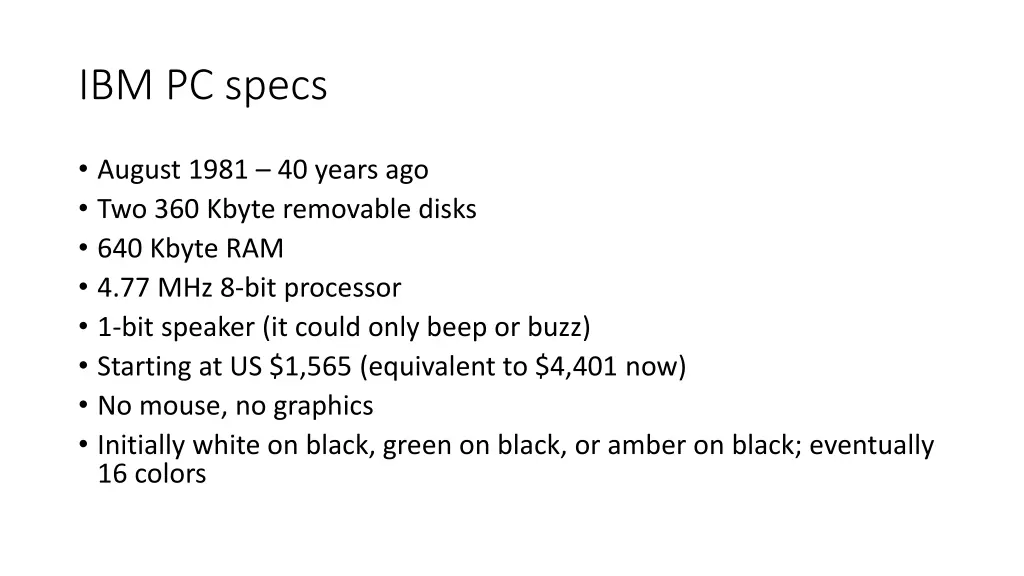 ibm pc specs
