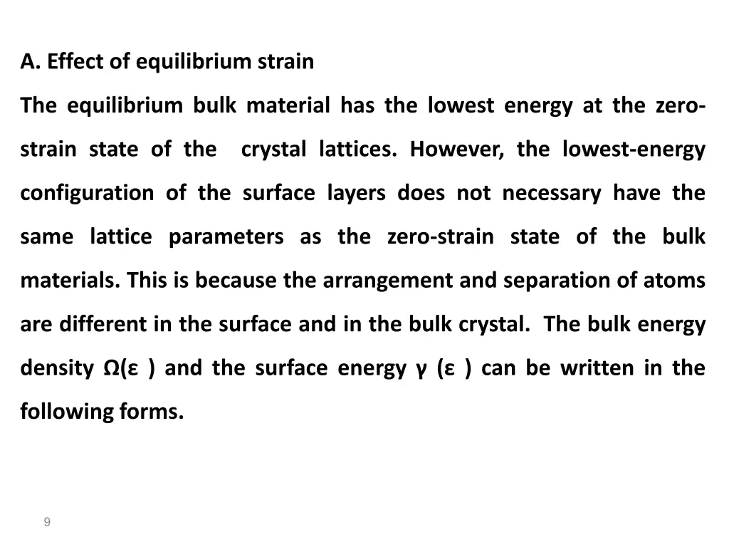 a effect of equilibrium strain