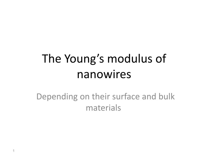 the young s modulus of nanowires