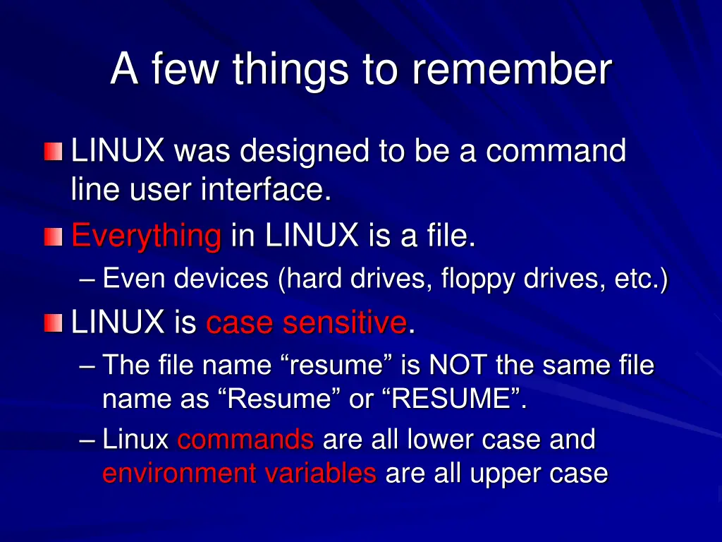 a few things to remember