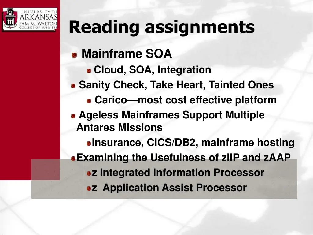 reading assignments