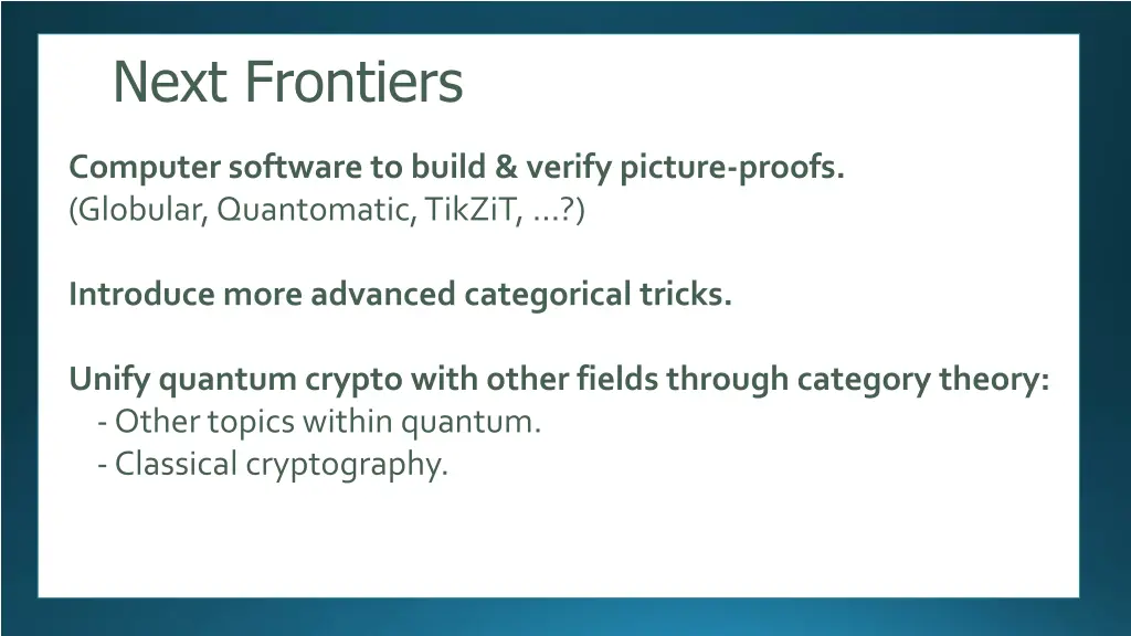 next frontiers