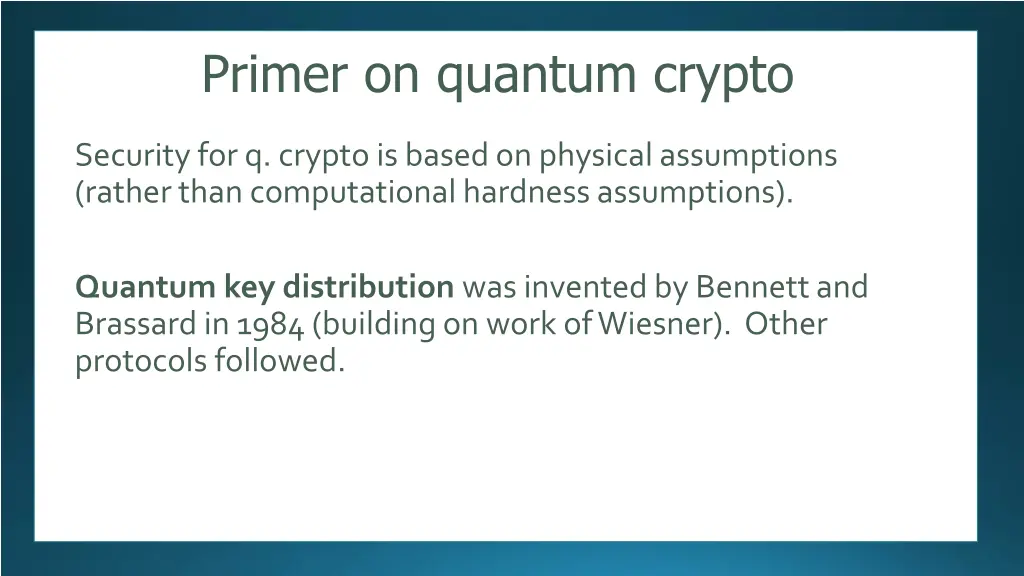 primer on quantum crypto