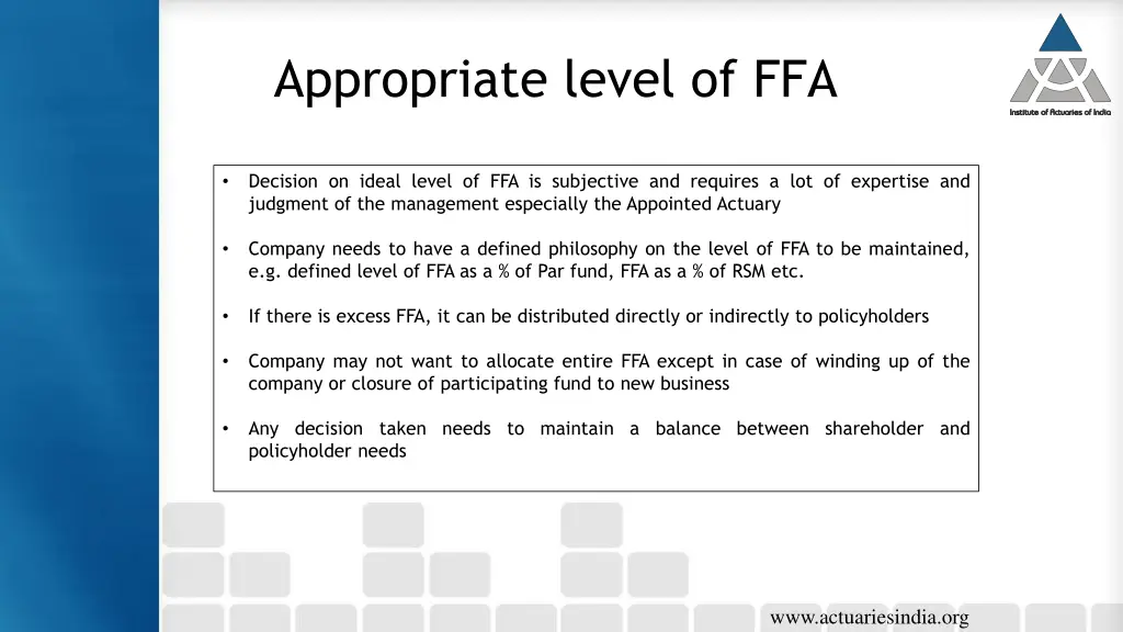 appropriate level of ffa 1
