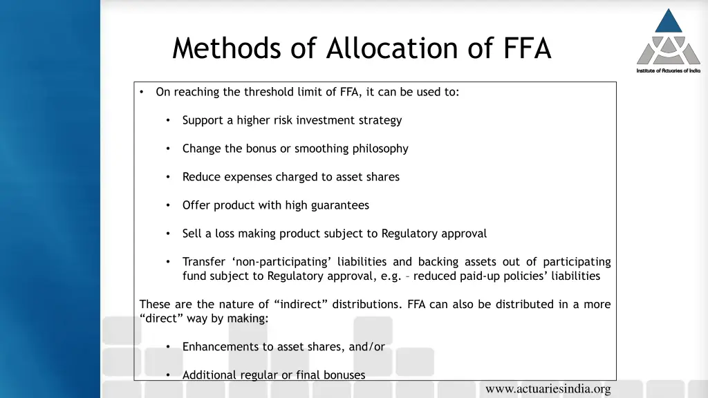 methods of allocation of ffa