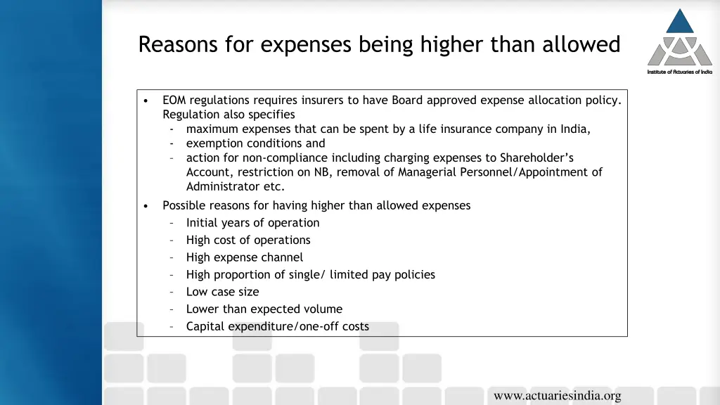 reasons for expenses being higher than allowed