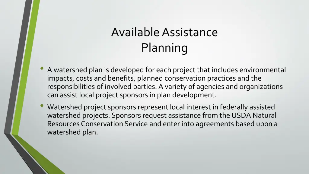 available assistance planning