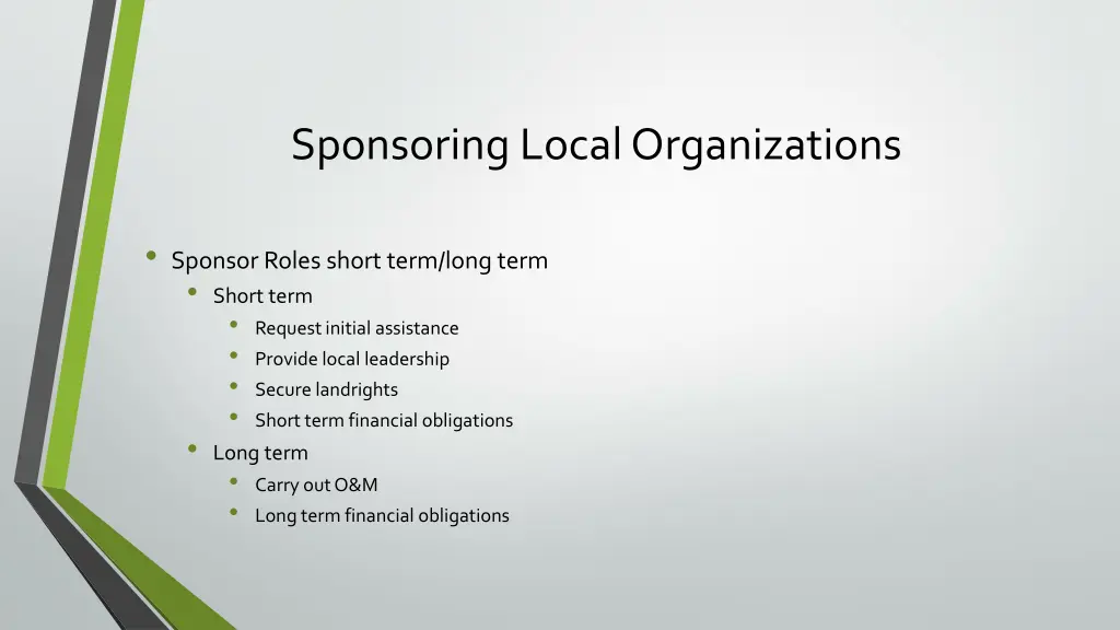 sponsoring local organizations
