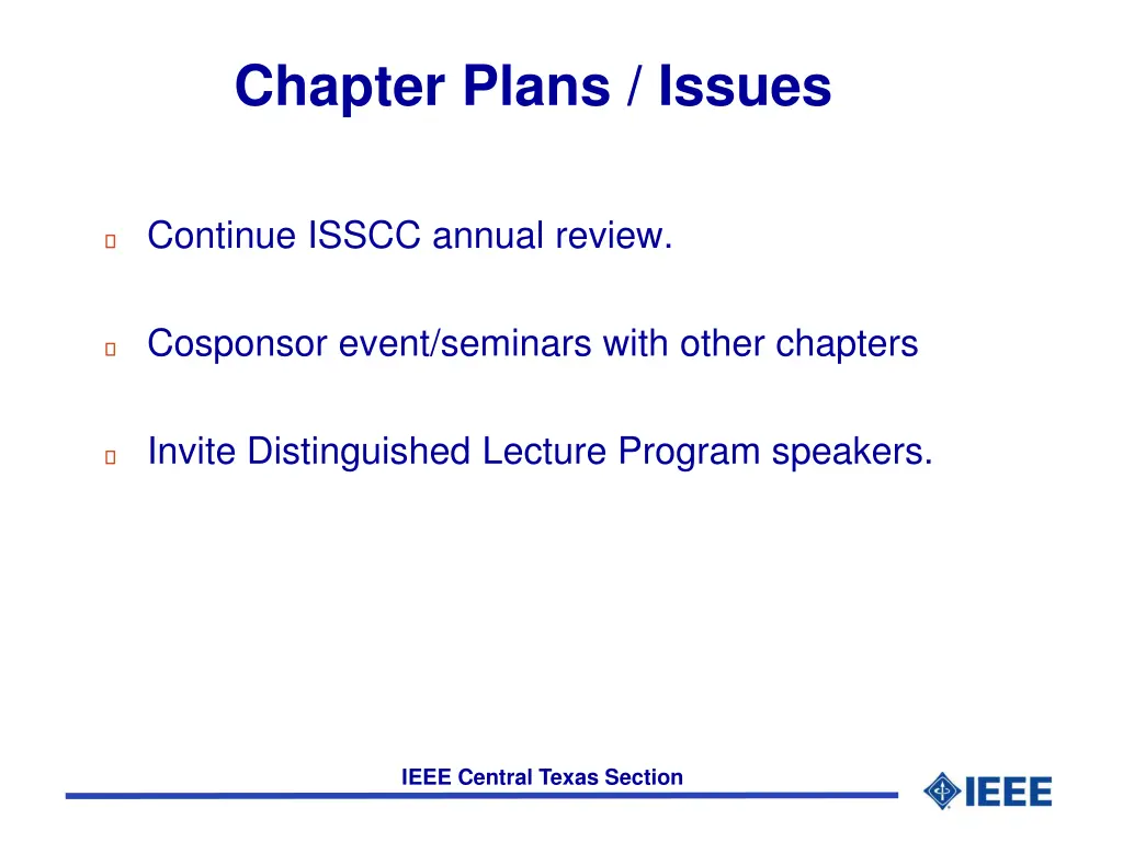 chapter plans issues