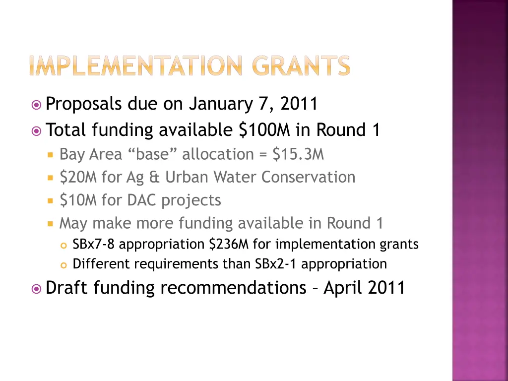 implementation grants