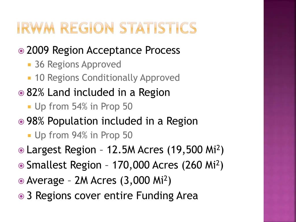 irwm region statistics