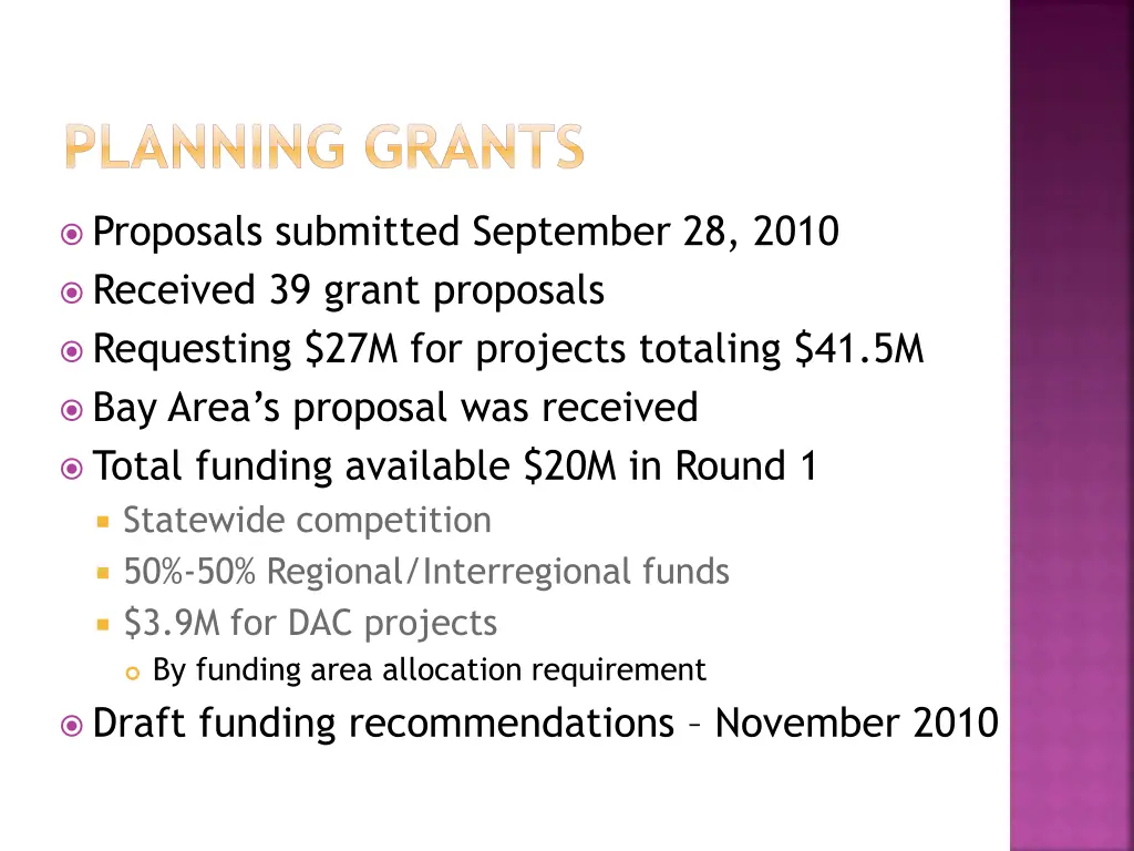 planning grants