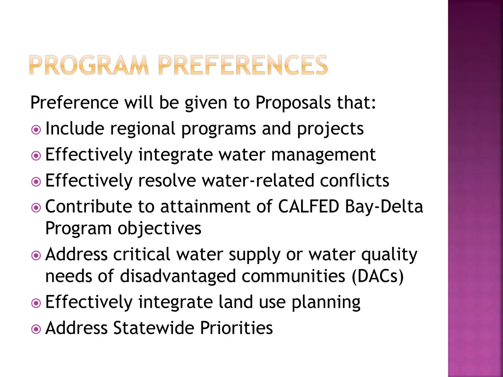 program preferences 1