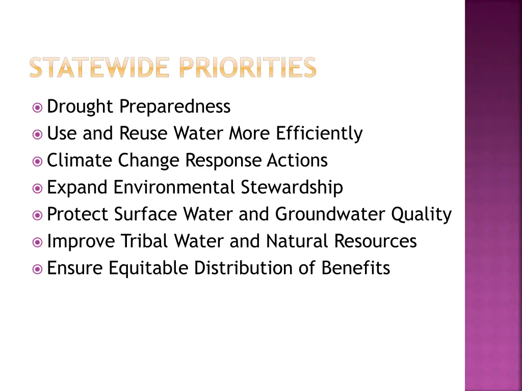 statewide priorities