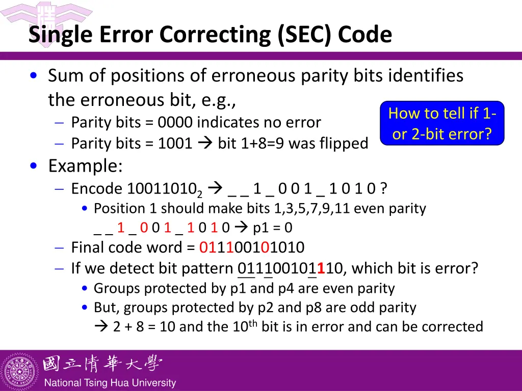 single error correcting sec code 1