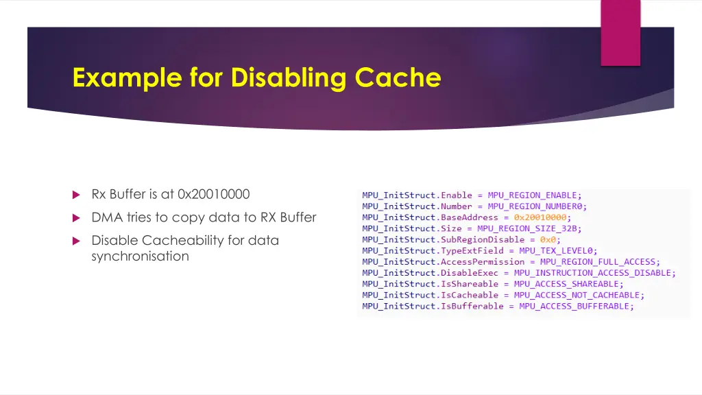 example for disabling cache