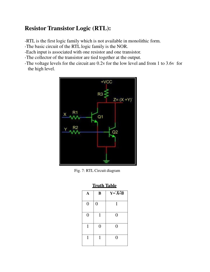 resistor transistor logic rtl