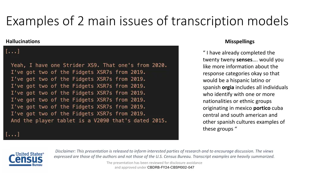 examples of 2 main issues of transcription models