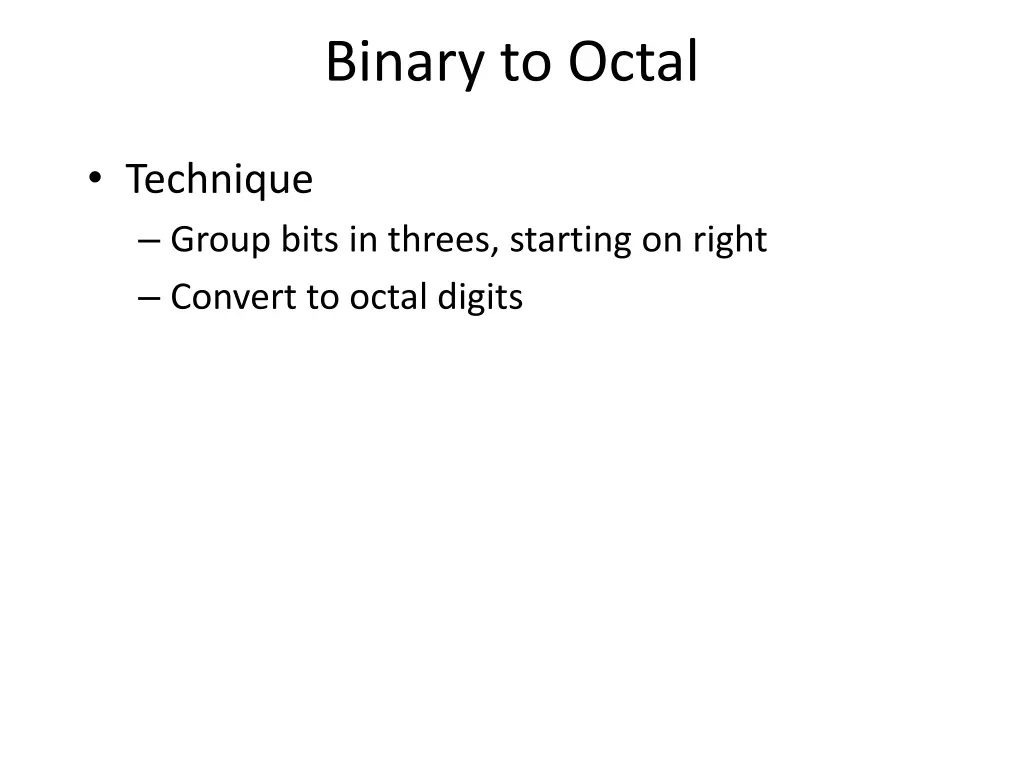binary to octal 1