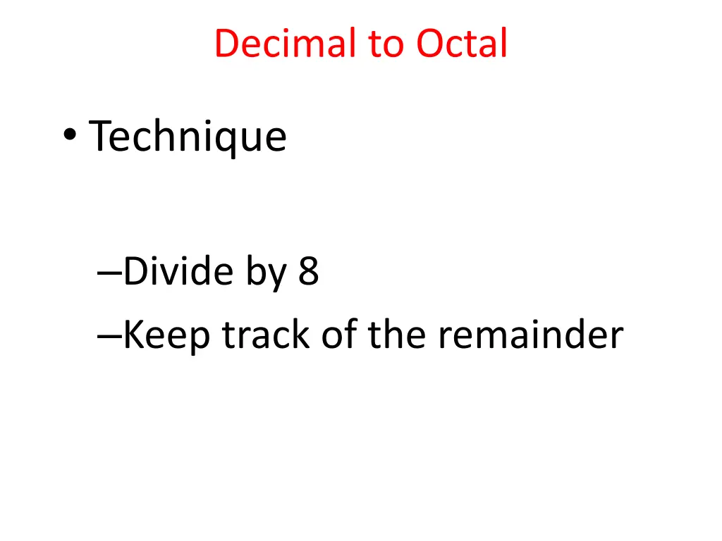 decimal to octal 1
