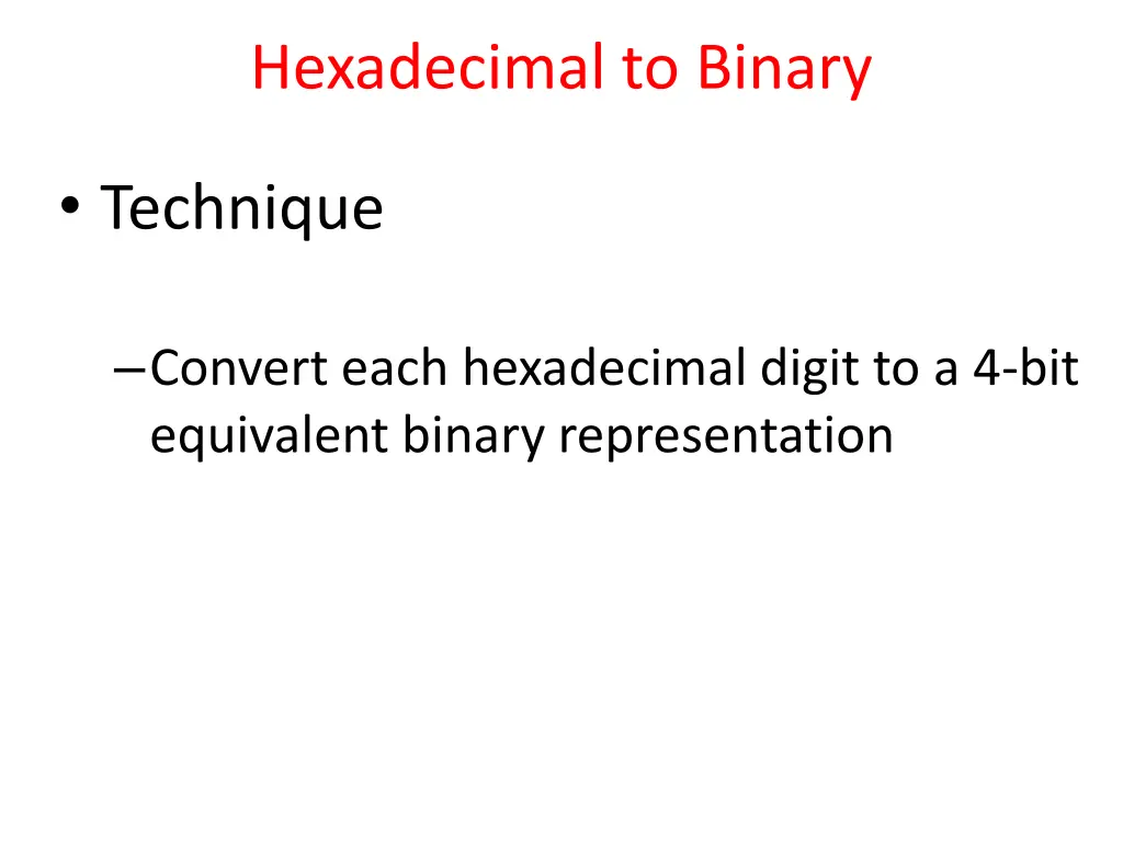 hexadecimal to binary 1