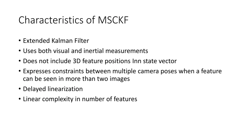 characteristics of msckf