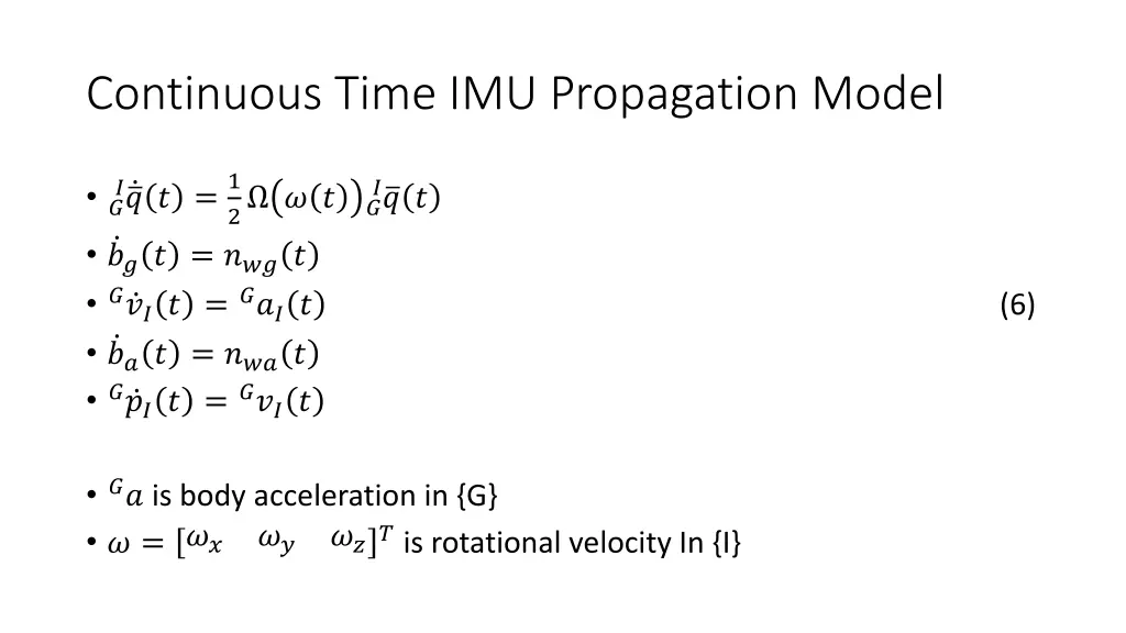 continuous time imu propagation model