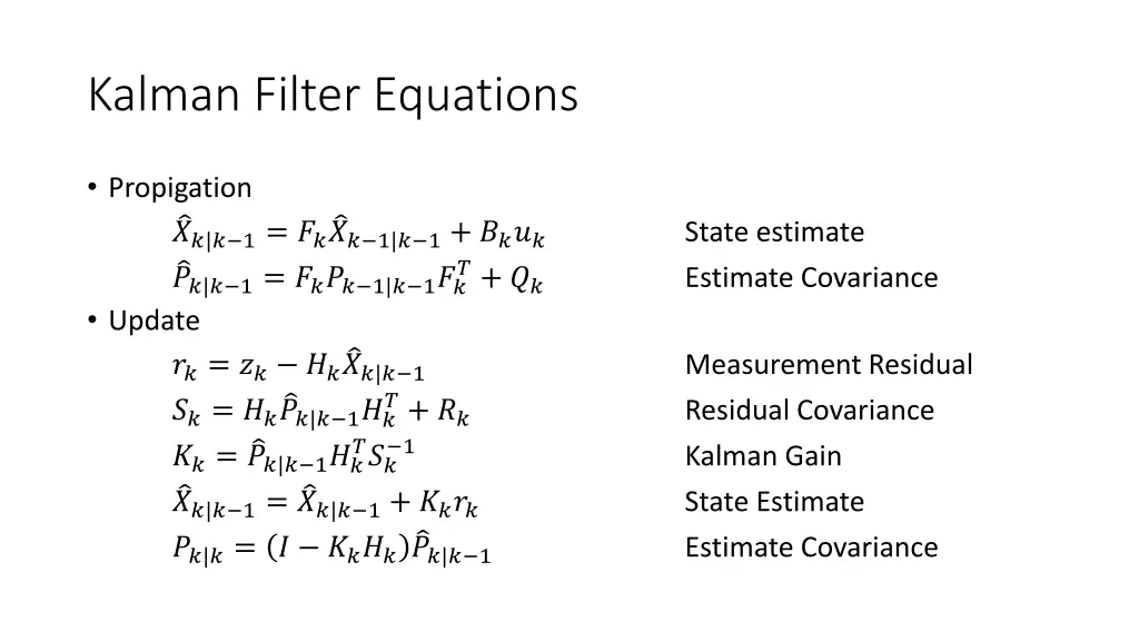 kalman filter equations