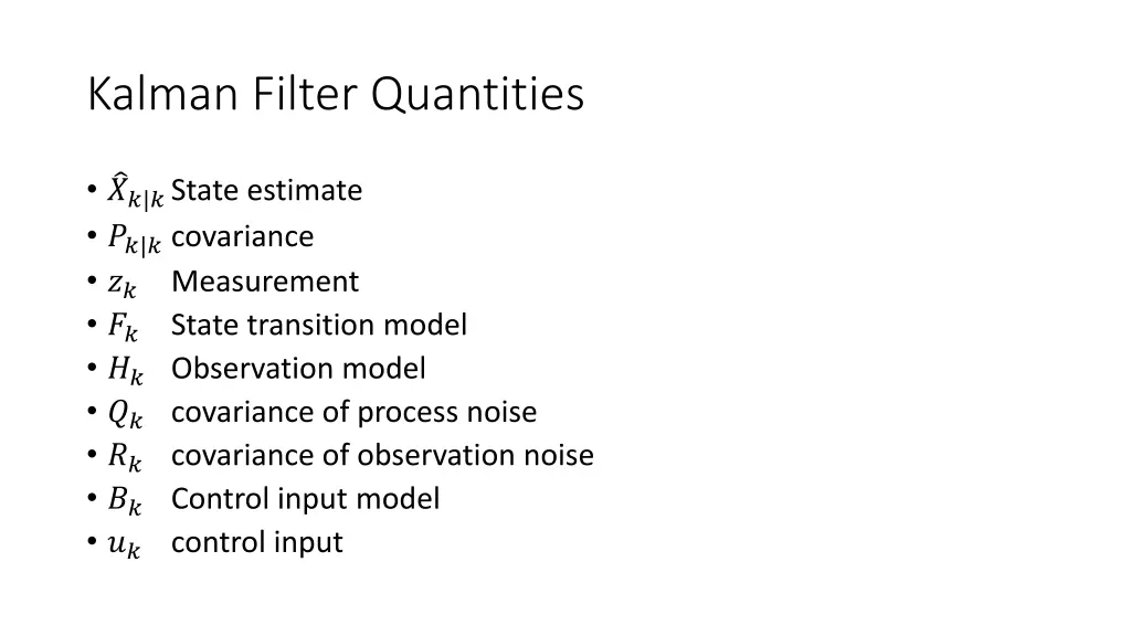 kalman filter quantities