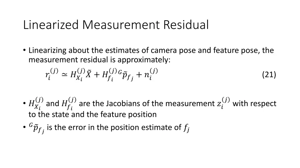 linearized measurement residual
