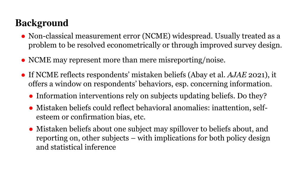 background non classical measurement error ncme