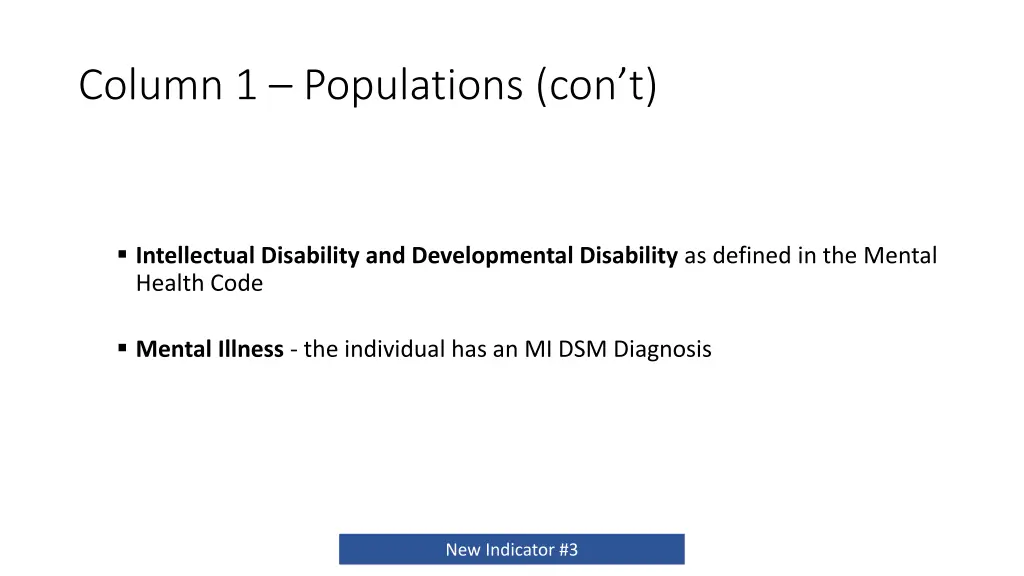 column 1 populations con t