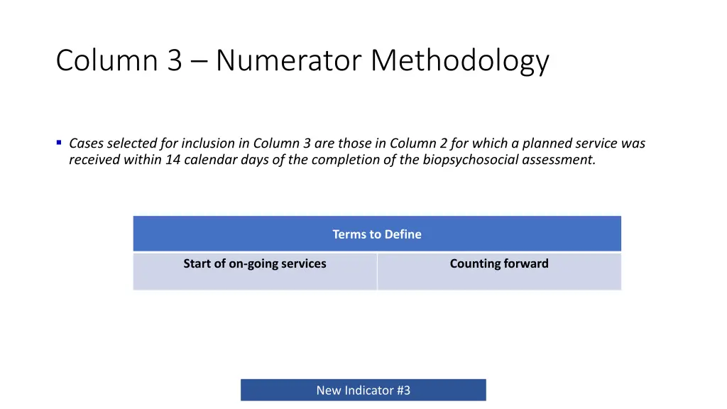 column 3 numerator methodology