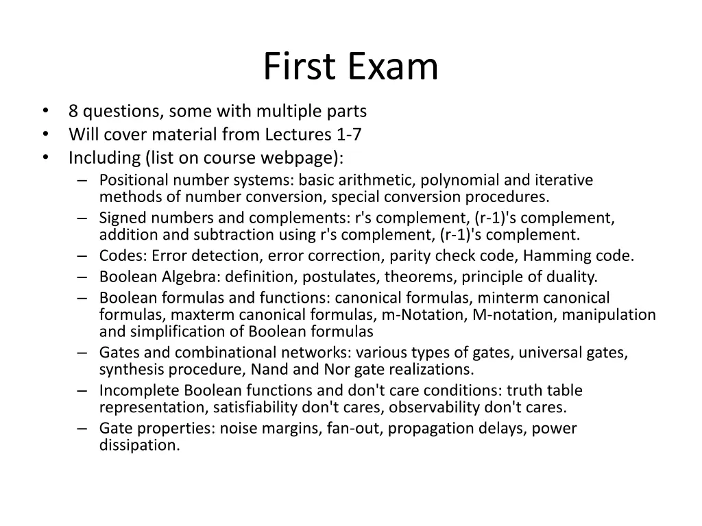 first exam