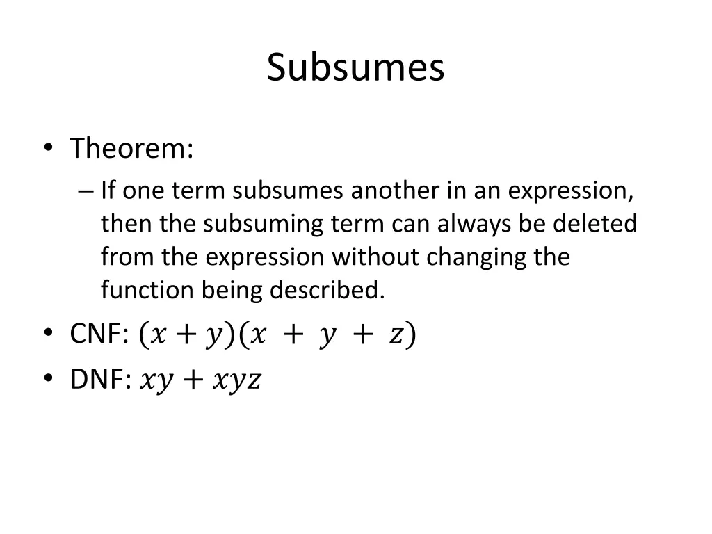 subsumes 1