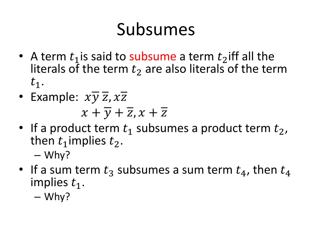 subsumes