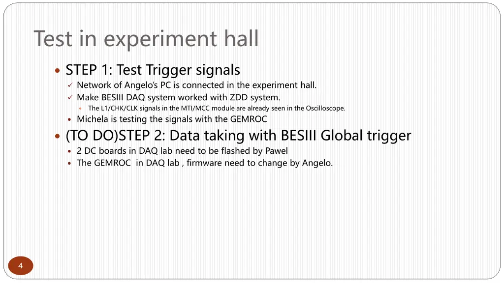 test in experiment hall