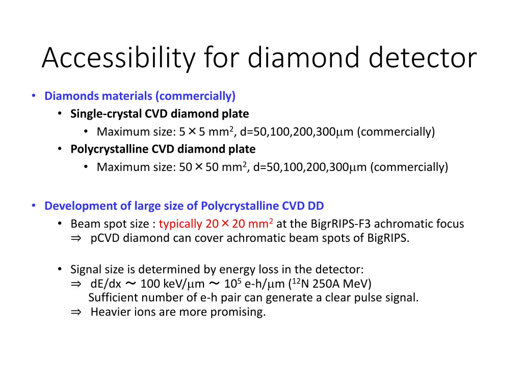 accessibility for diamond detector