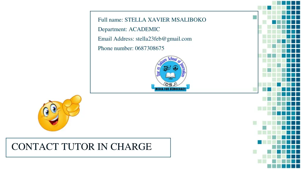 full name stella xavier msaliboko department