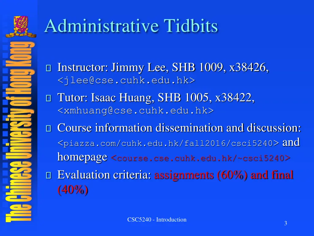 administrative tidbits