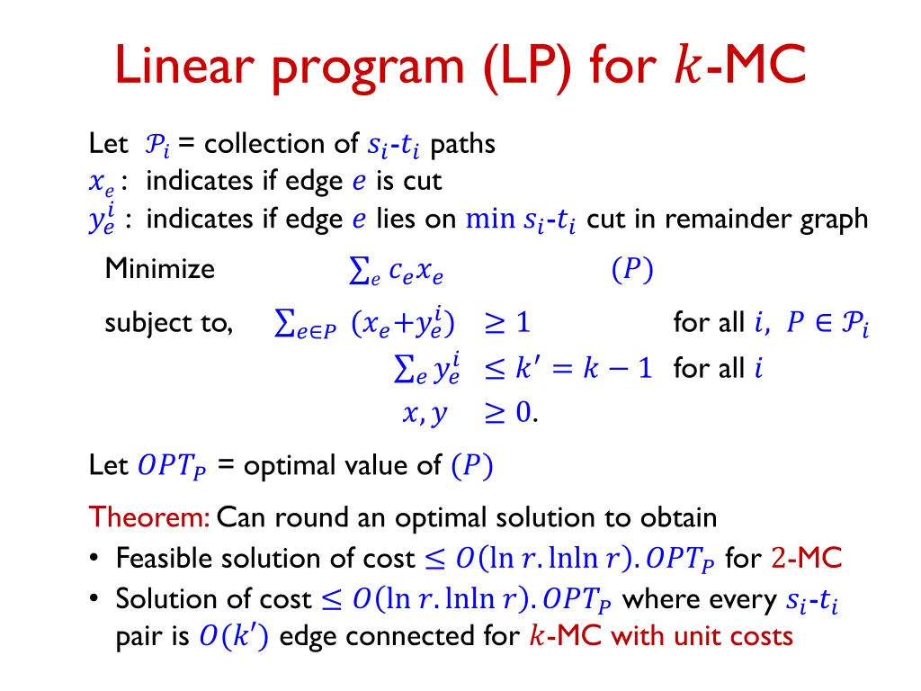 linear program lp for mc