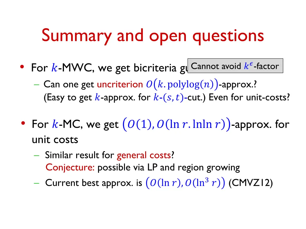 summary and open questions