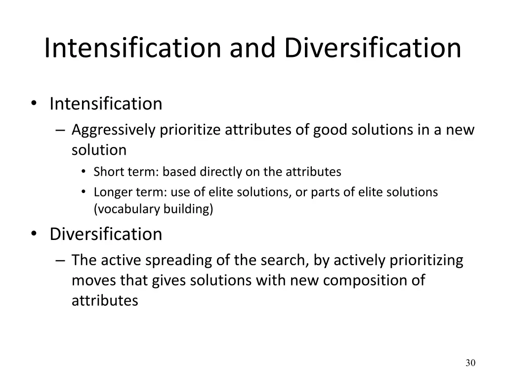 intensification and diversification
