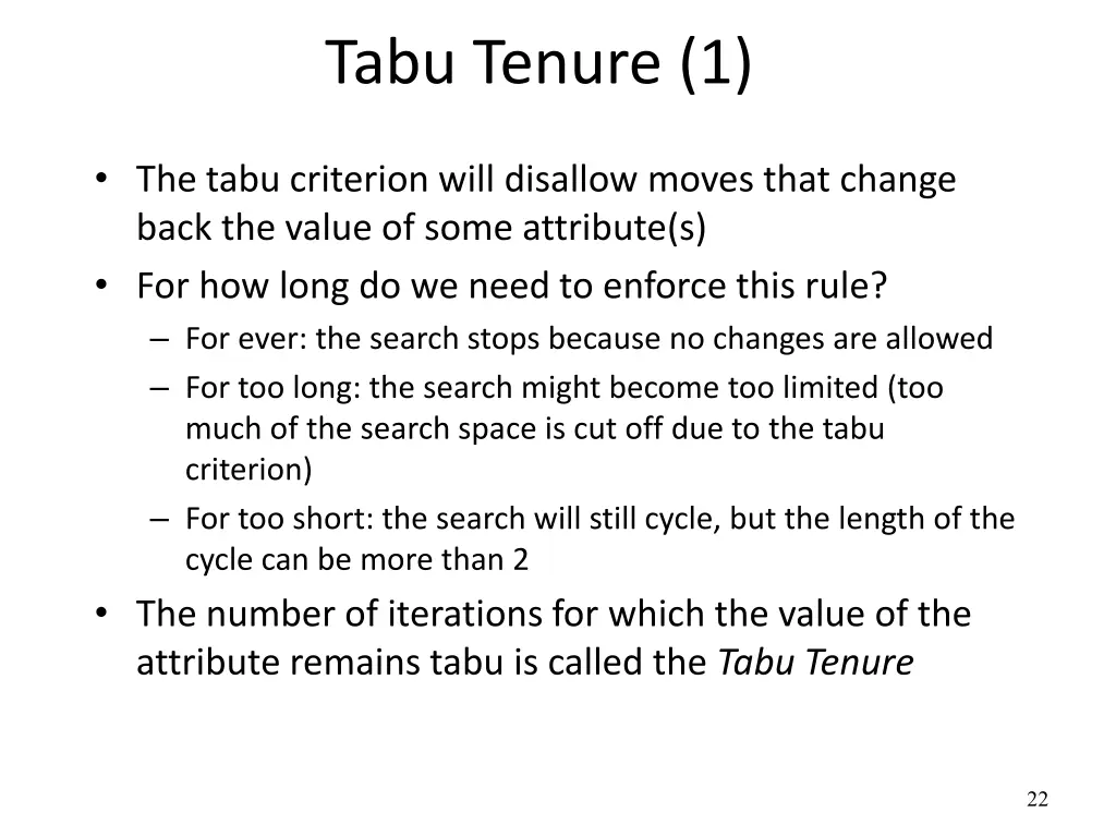 tabu tenure 1