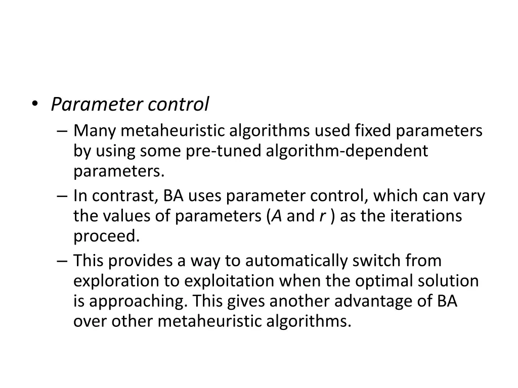 parameter control many metaheuristic algorithms