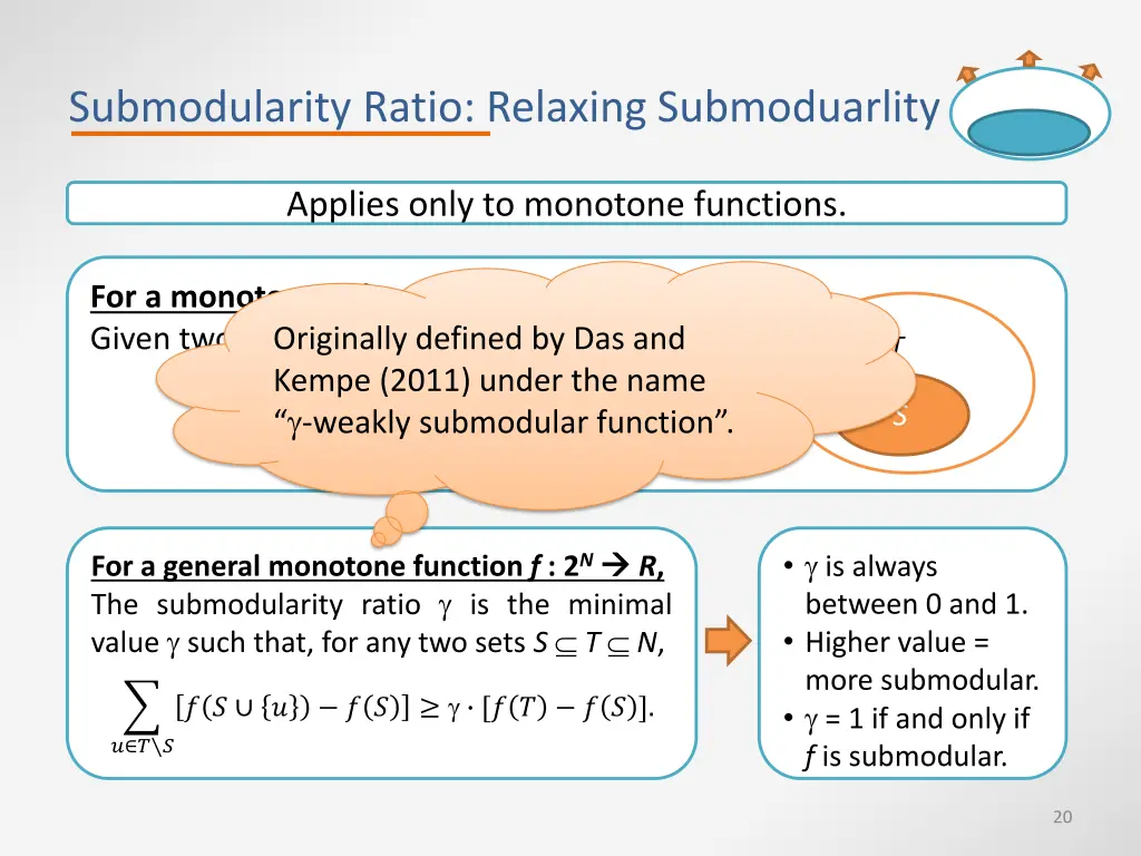 submodularity ratio relaxing submoduarlity