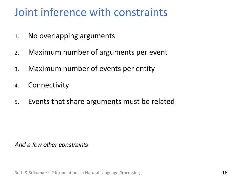 joint inference with constraints