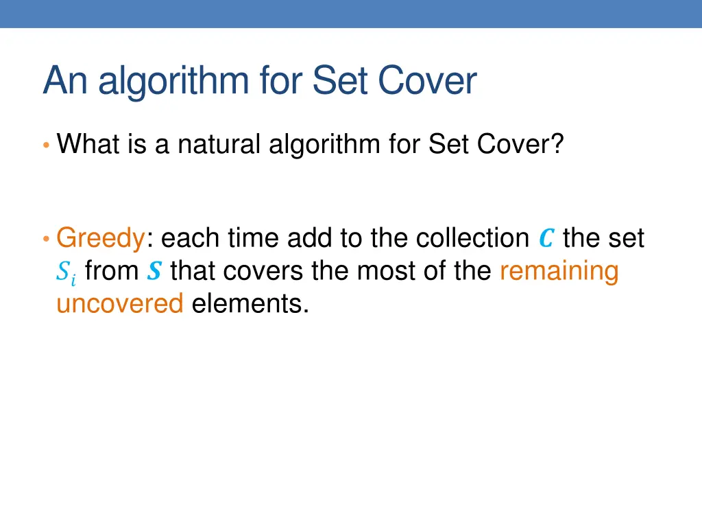 an algorithm for set cover
